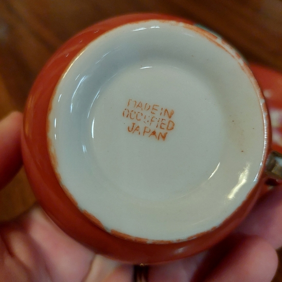 VTG Made In Occupied Japan Orange Floral Teacup and Saucer Orchid - Picture 4 of 13